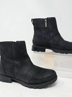 Sorel Women's Emelie III Zip Waterproof boots in black leather